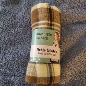 Plaid Scarf in Brown and Cream, NWT